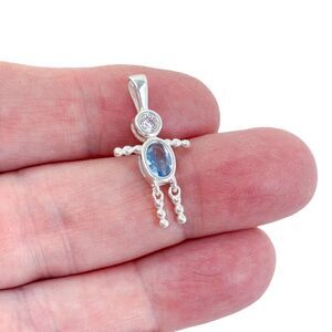 Estate Sterling Silver 925 Blue Cubic Zirconia Boy Pendant